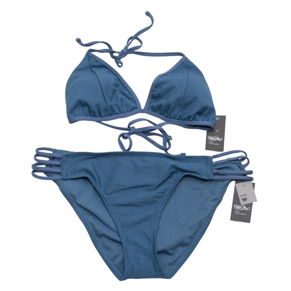 Mossimo Other - Mossimo Bikini Set Women XL Blue NEW Ribbed Triangle Top Hipster Strappy 2 Piece